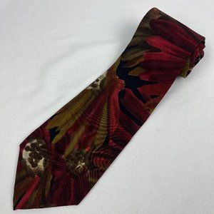 Pierre Cardin Mens Necktie 100% Silk Red/Gold Abstract Print 56" L x 3.75" W